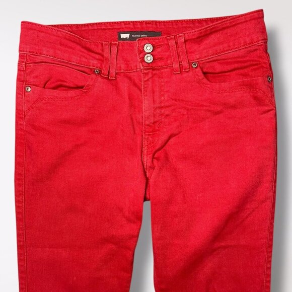 Levi’s Red Mid Rise Skinny Jeans Stretch Approx. Size 8 - Picture 2 of 11